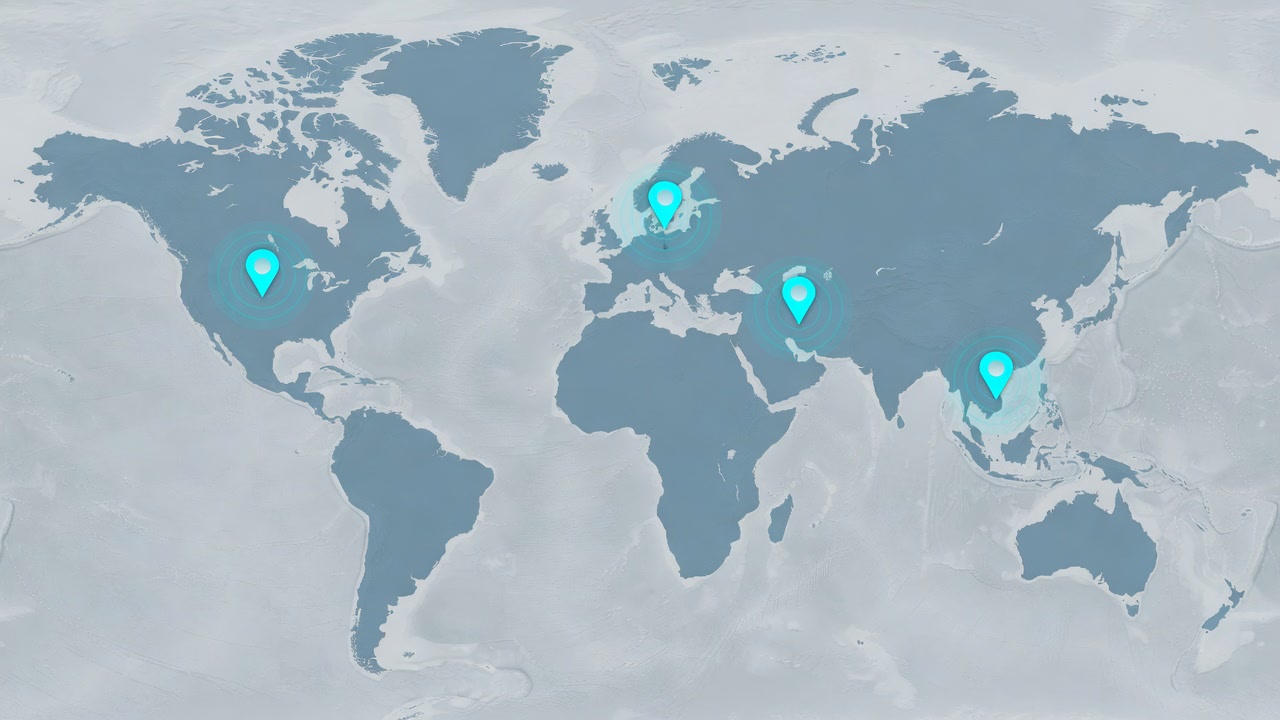World map showing FirstBlaster coverage across Americas, Europe, Middle East, and South East Asia